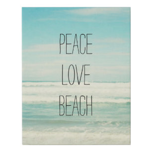 Peace Love Beach Faux Canvas Print