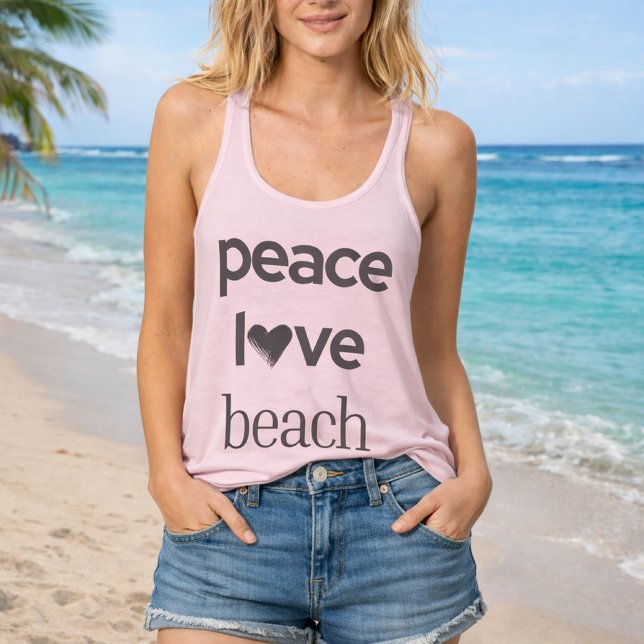 Peace Love Beach Graphic - Coastal Life Scoop Neck Tank Top (Creator Uploaded)