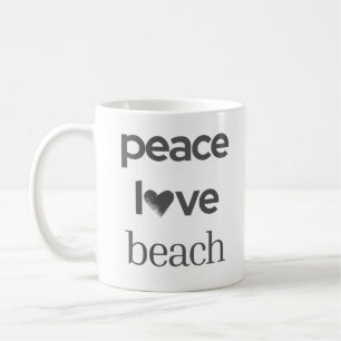 Peace Love Beach Graphic Coastal Nautical Life Coffee Mug