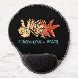 Peace, Love, Beach   Hand-Peace, Heart, Turtle Gel Mouse Pad