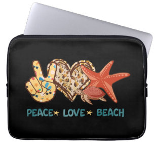 Peace, Love, Beach   Hand-Peace, Heart, Turtle Laptop Sleeve