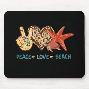 Peace, Love, Beach   Hand-Peace, Heart, Turtle Mouse Pad