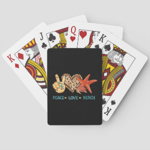 Peace, Love, Beach   Hand-Peace, Heart, Turtle Poker Cards