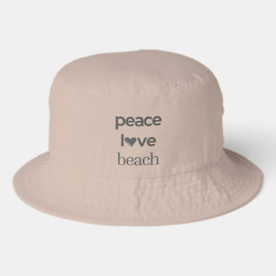 Peace Love Beach   Motivational Graphic Print Bucket Hat