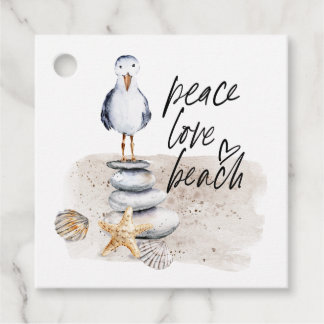 Peace Love Beach Seagull Coastal Favor Tags
