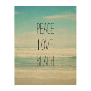 Peace Love Beach Wood Wall Art