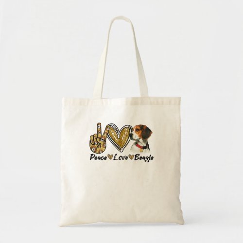 Peace Love Beagle Funny Gift Dog Lover Tote Bag