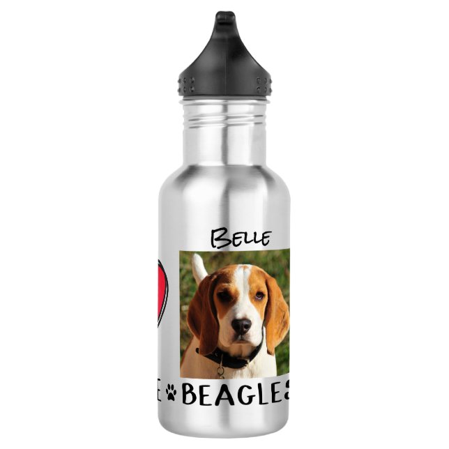 Peace Love Beagles Dog Lovers Stainless Steel Water Bottle (Right)