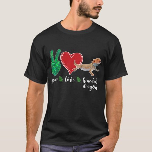 Peace Love Bearded Dragon Heart  T_Shirt