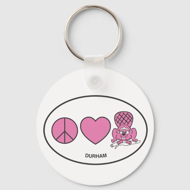 Peace, Love, Beaver Keychain (Front)