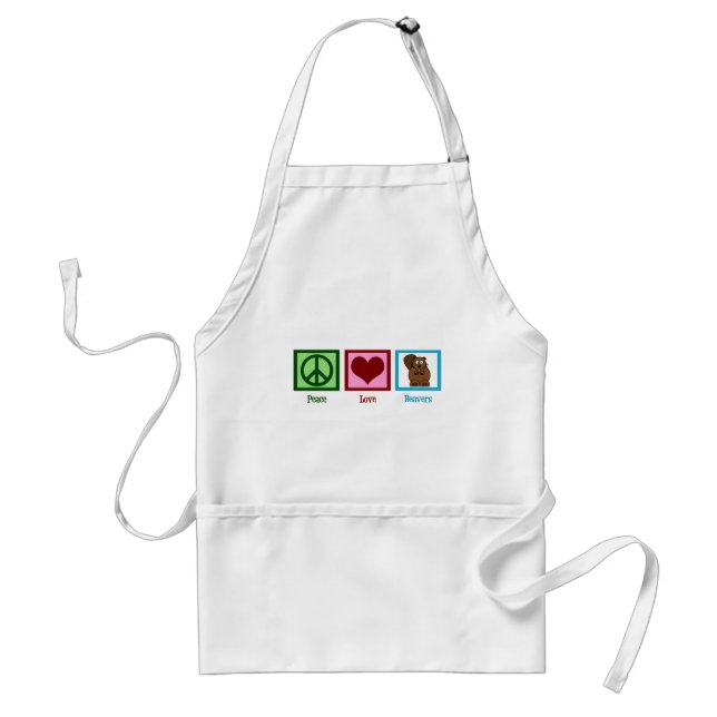 Peace Love Beavers Adult Apron (Front)