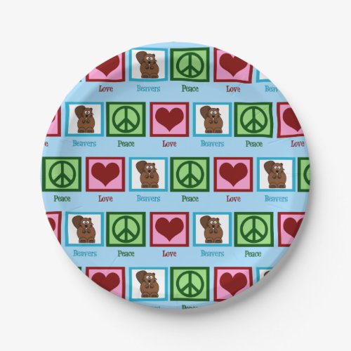 Peace Love Beavers Paper Plates