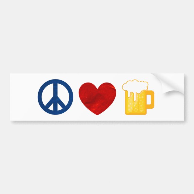Peace Love Beer Bumper Sticker (Front)