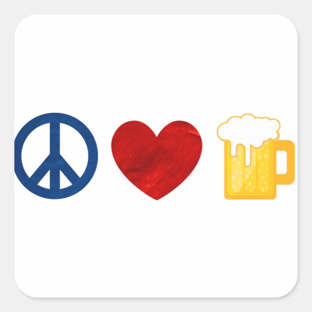 Peace Love Beer Square Sticker (Front)