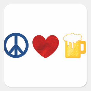 Peace Love Beer Square Sticker