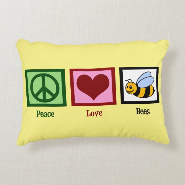 Peace Love Bees Accent Pillow (Front)