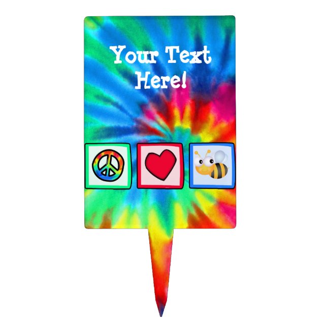 Peace, Love, Bees Cake Topper (Front)