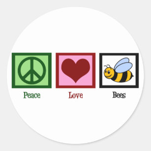 Peace Love Bees Classic Round Sticker