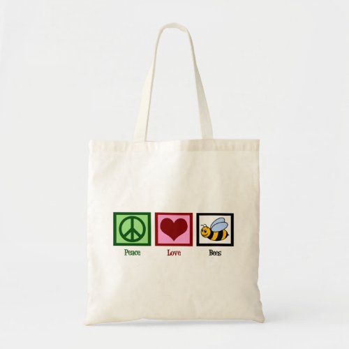 Peace Love Bees Cute Beekeeper Tote Bag