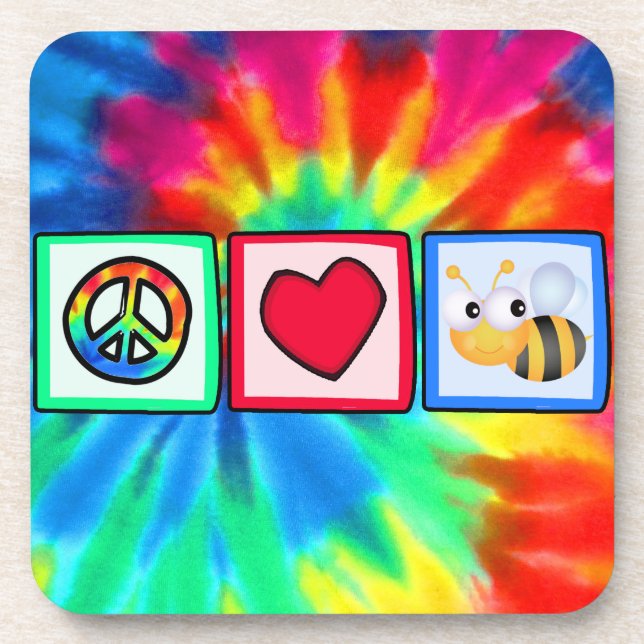 Peace, Love, Bees Drink Coaster (Front)