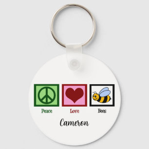 Peace Love Bees Keychain