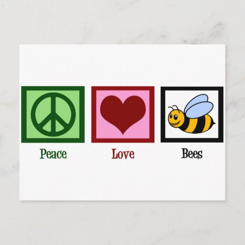 Peace Love Bees Postcard