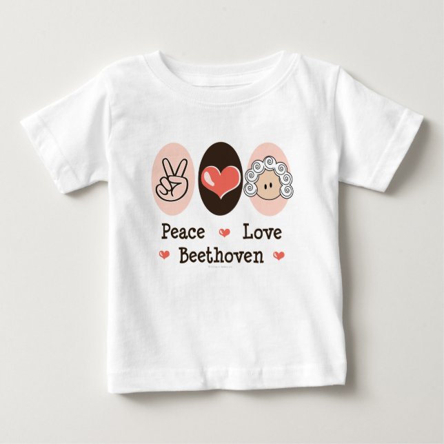 Peace Love Beethoven Baby T-shirt (Front)