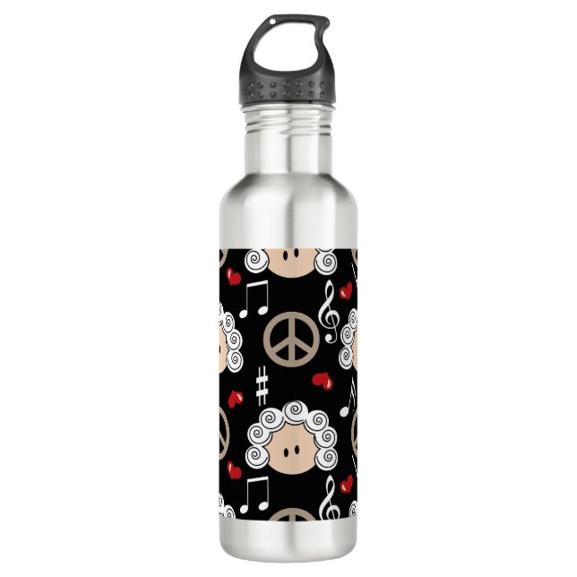 Peace Love Beethoven BPA Free Stainless Steel Water Bottle (Front)
