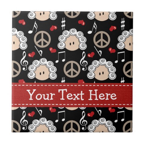 Peace Love Beethoven Ceramic Tile Trivet