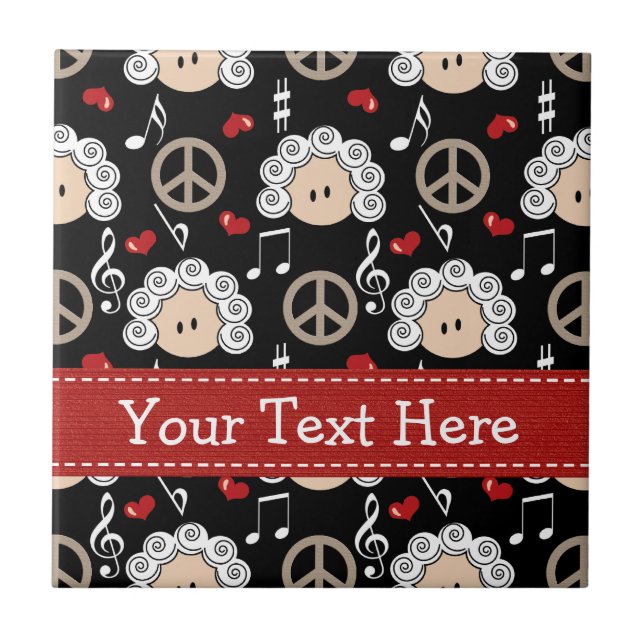 Peace Love Beethoven Ceramic Tile Trivet (Front)