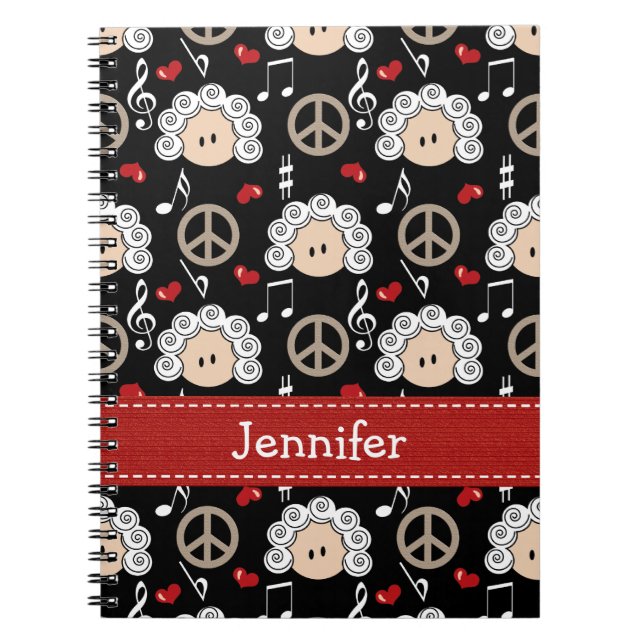 Peace Love Beethoven Spiral Notebook Journal (Front)