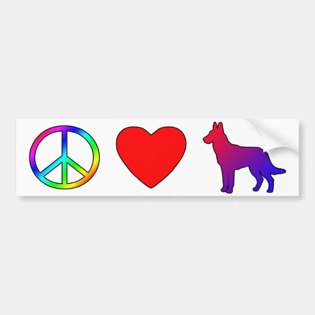 Peace Love Belgian Malinois Bumper Sticker (Front)