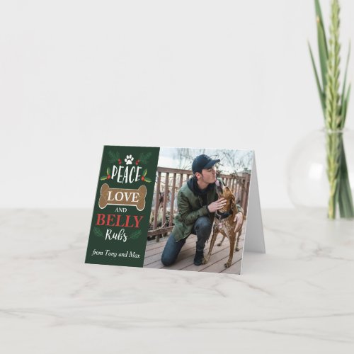 Peace Love Belly Rubs Dog Happy Holidays Christmas Card