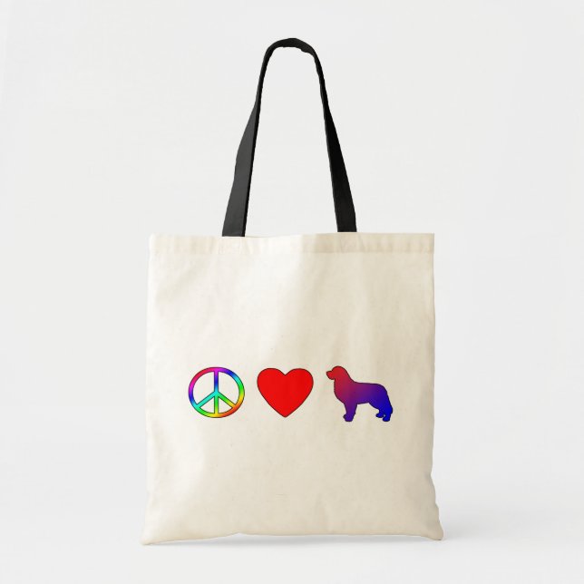 Peace Love Bernese Mountain Dogs Tote Bag (Front)