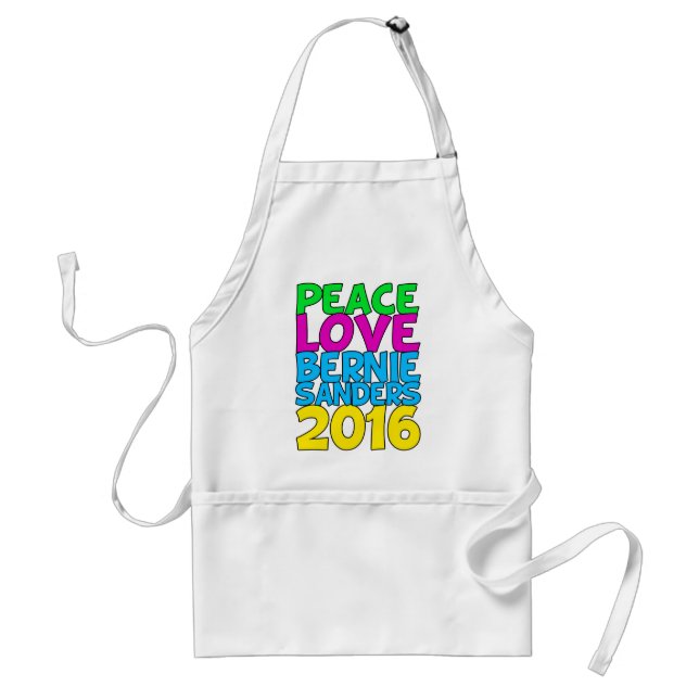 Peace Love Bernie Sanders 2016 Adult Apron (Front)