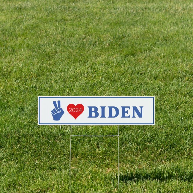 Peace Love Biden 2024 Election Yard Sign (Insitu)