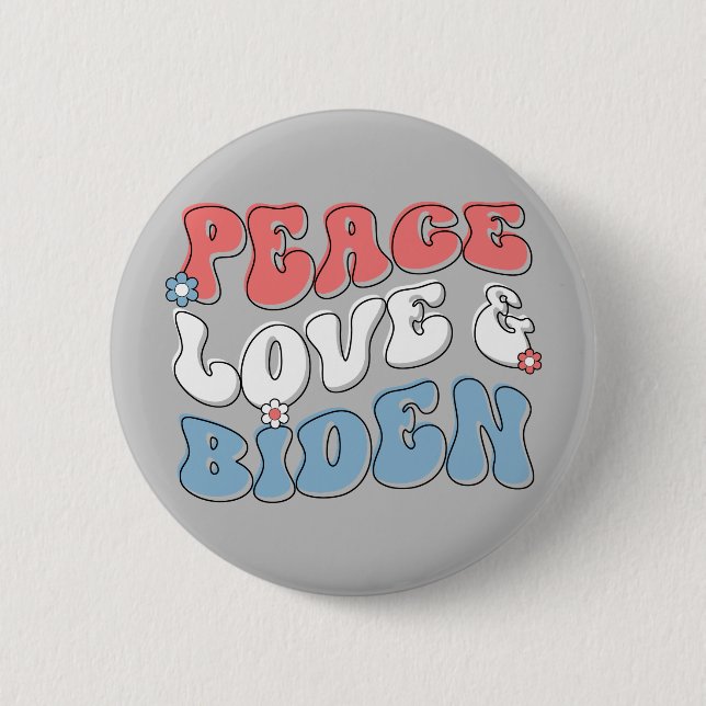 Peace Love Biden 2024 Vintage Retro Button (Front)