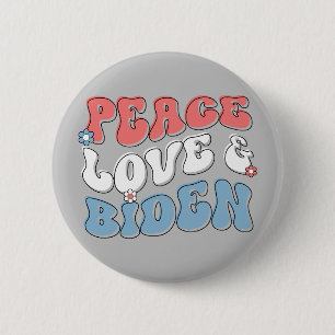 Peace Love Biden 2024 Vintage Retro Button