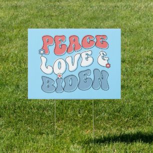 Peace Love Biden 2024 Vintage Retro Yard Sign