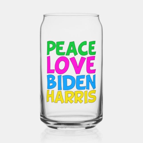 Peace Love Biden Harris 2024 Can Glass