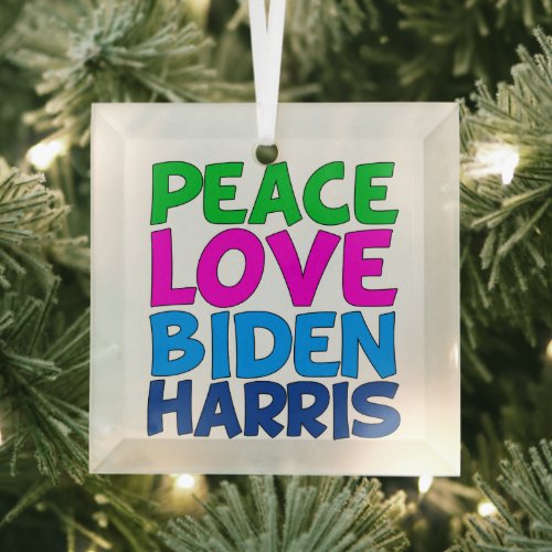 Peace Love Biden Harris 2024 Christmas Glass Ornament
