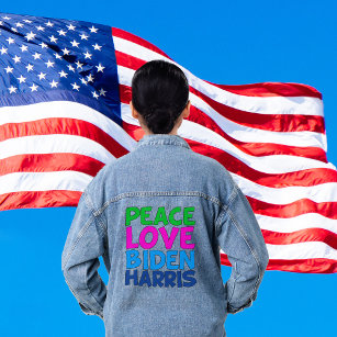 Peace Love Biden Harris 2024 Election Denim Jacket