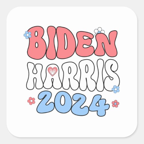 Peace Love  Biden Harris 2024 Square Sticker