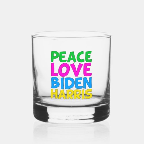 Peace Love Biden Harris 2024 Whiskey Glass