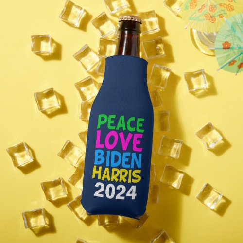 Peace Love Biden Harris Cute 2024 Election Bottle Cooler