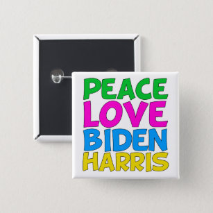 Peace Love Biden Harris Cute 2024 Election Button