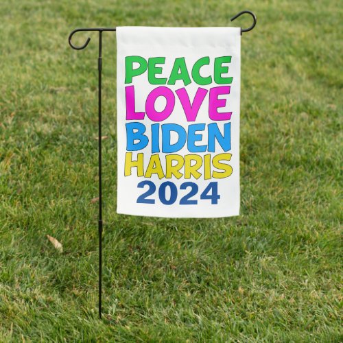 Peace Love Biden Harris Cute 2024 Election Garden Flag