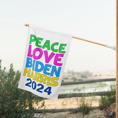 Peace Love Biden Harris Cute 2024 Election House Flag