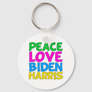 Peace Love Biden Harris Cute 2024 Election Keychain