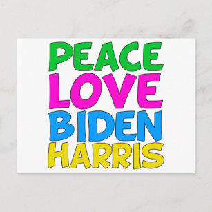 Peace Love Biden Harris Cute 2024 Election Postcard